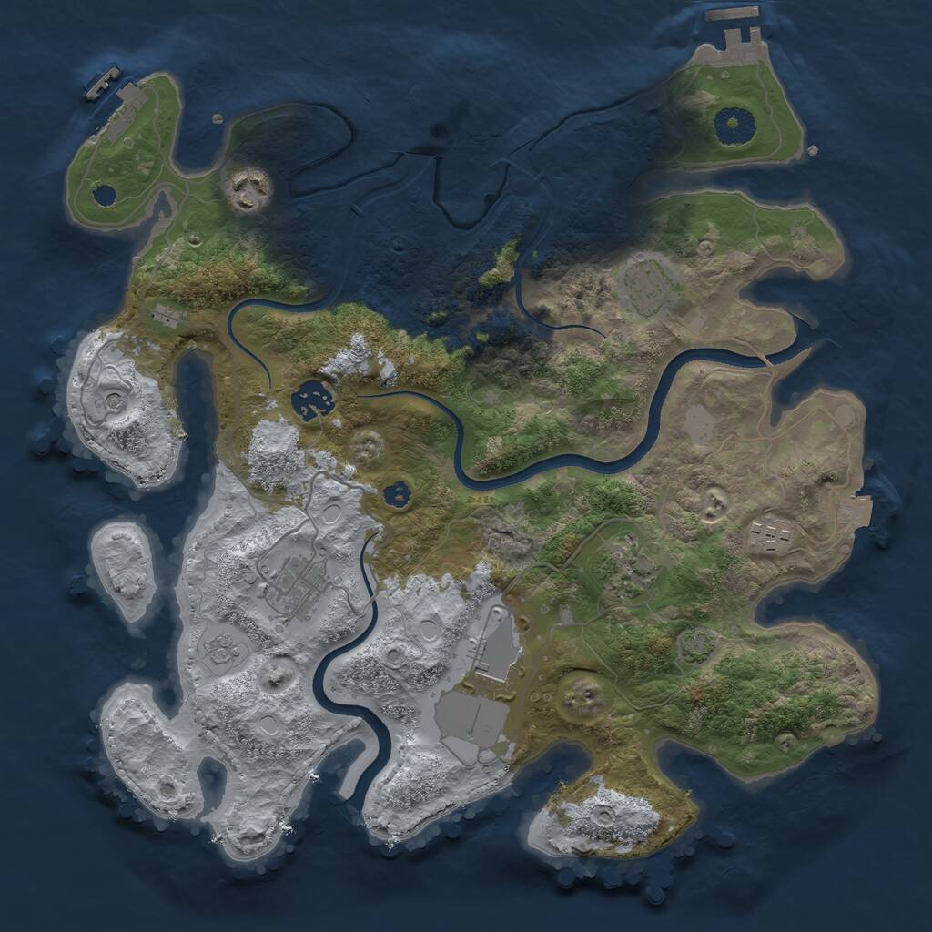 Rust Map: Procedural Map, Size: 3500, Seed: 1516510592, 13 Monuments