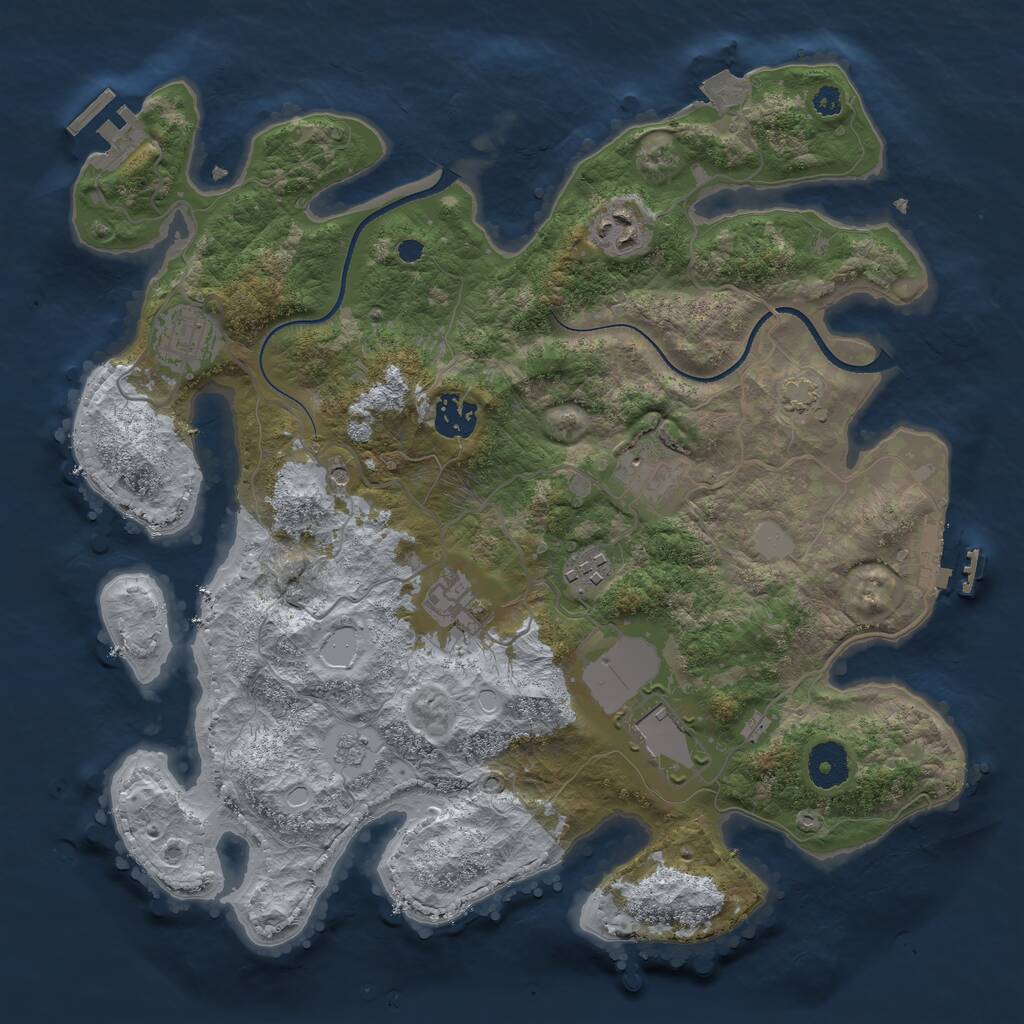 Rust Map: Procedural Map, Size: 3500, Seed: 1516510592, 13 Monuments