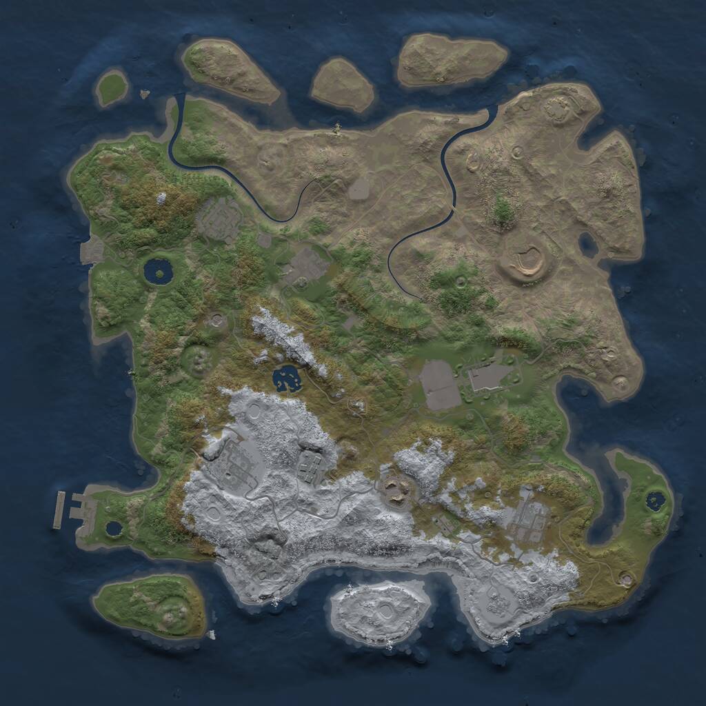 Rust Map: Procedural Map, Size: 3750, Seed: 19219809, 14 Monuments