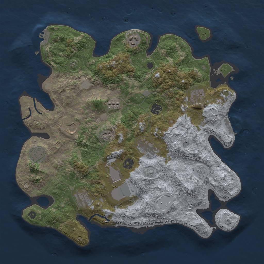 Rust Map: Procedural Map, Size: 3700, Seed: 2025803570, 16 Monuments