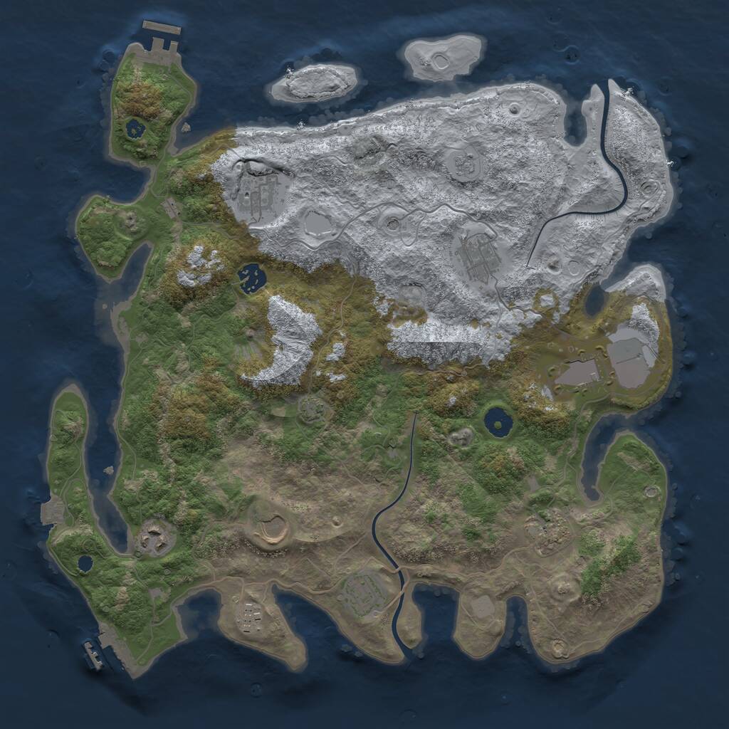 Rust Map: Procedural Map, Size: 3850, Seed: 17639, 15 Monuments