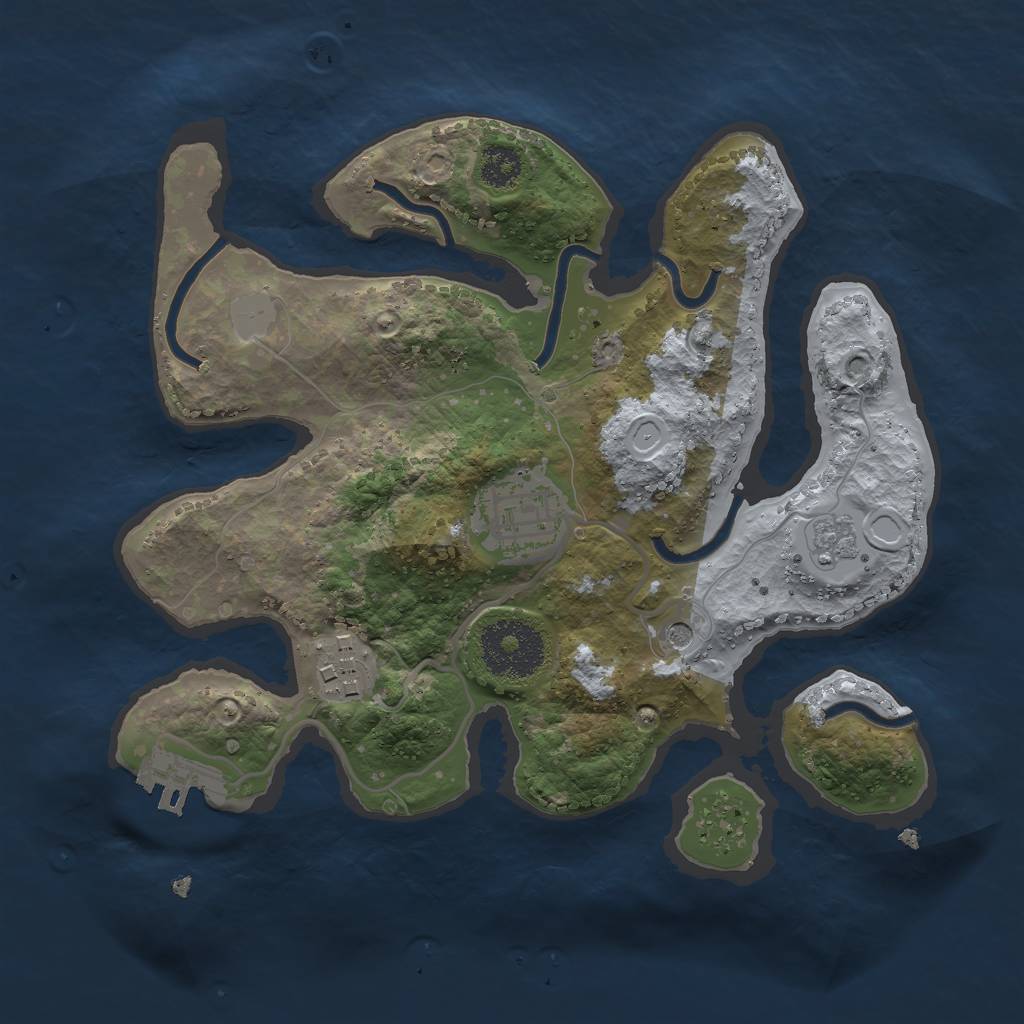 Rust Map: Procedural Map, Size: 2500, Seed: 299726090, 8 Monuments