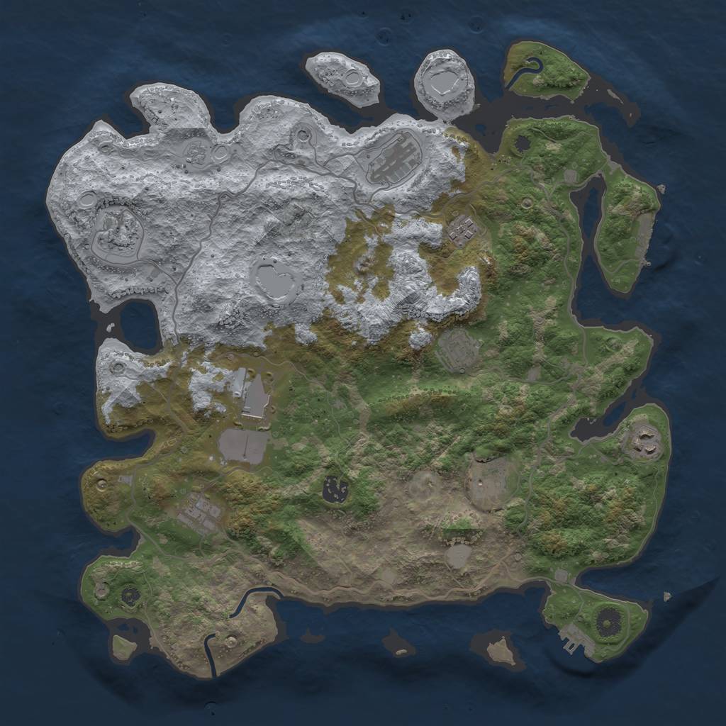 Rust Map: Procedural Map, Size: 4000, Seed: 6139977, 16 Monuments