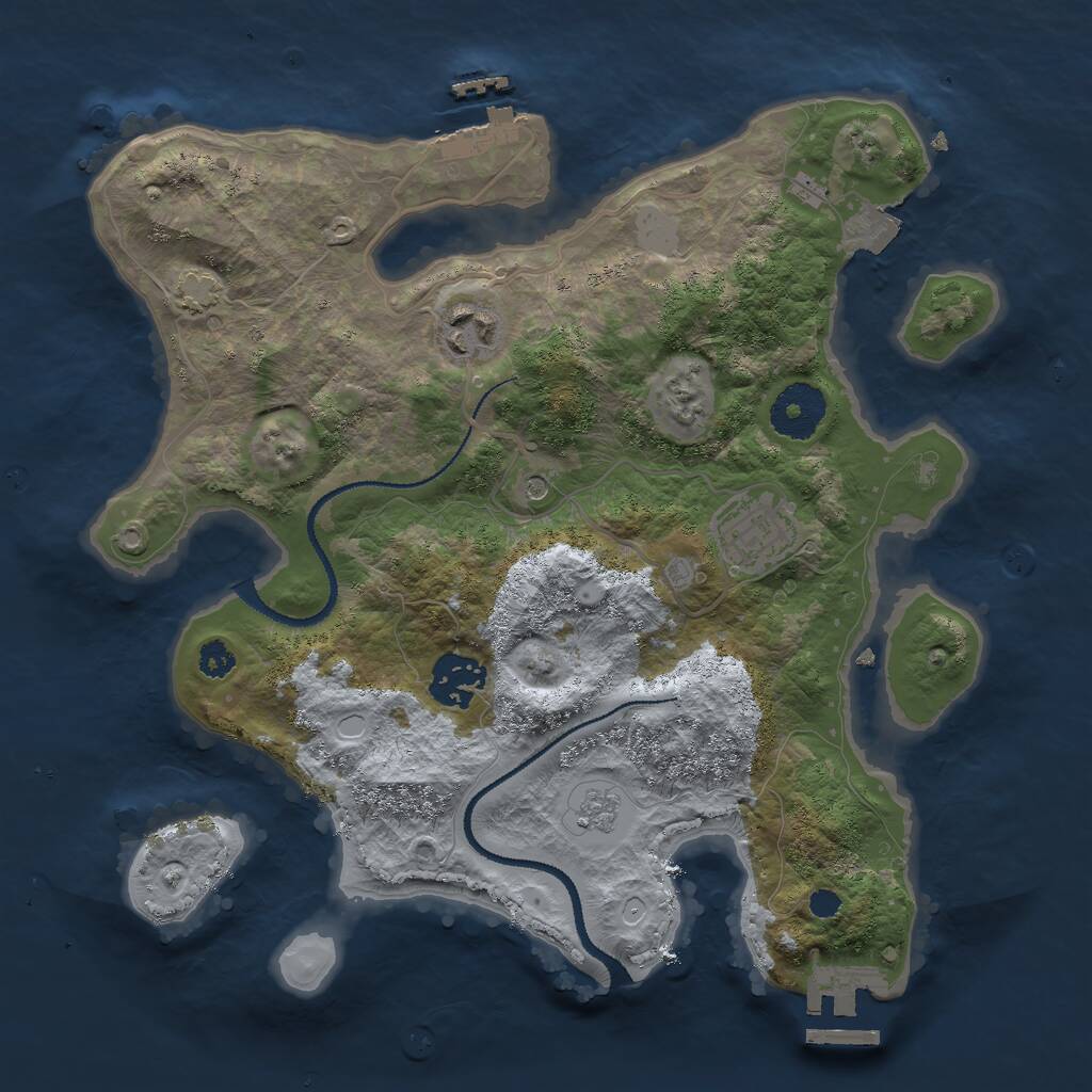 Rust Map: Procedural Map, Size: 3000, Seed: 1405659742, 9 Monuments