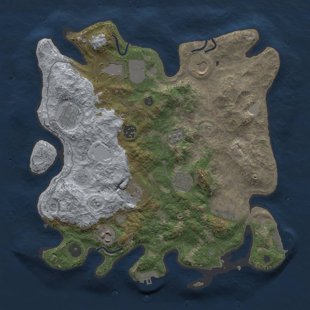 Rust Map: Procedural Map, Size: 3500, Seed: 11388366, 16 Monuments