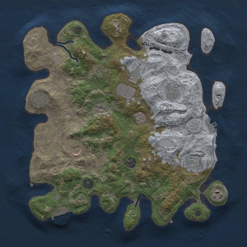 Rust Map: Procedural Map, Size: 3500, Seed: 584572943, 16 Monuments