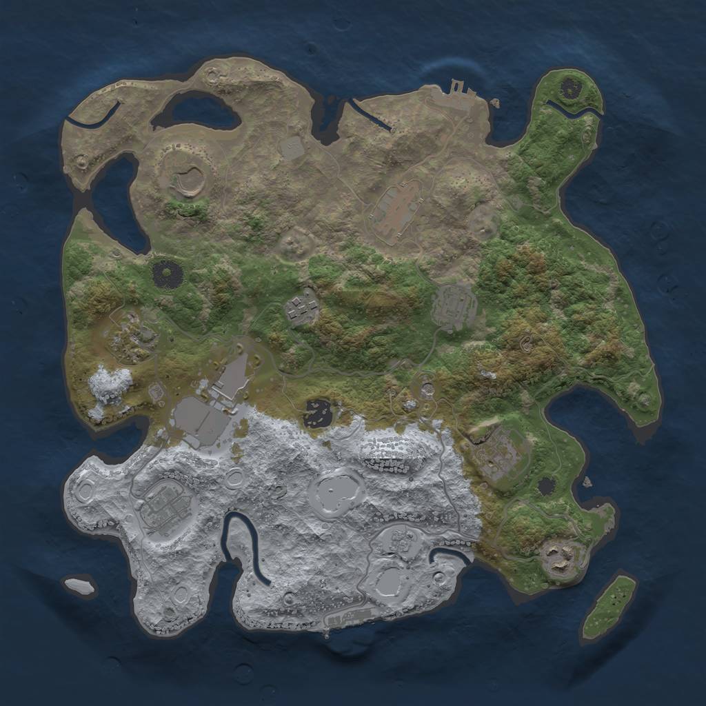 Rust Map: Procedural Map, Size: 3500, Seed: 500411394, 17 Monuments