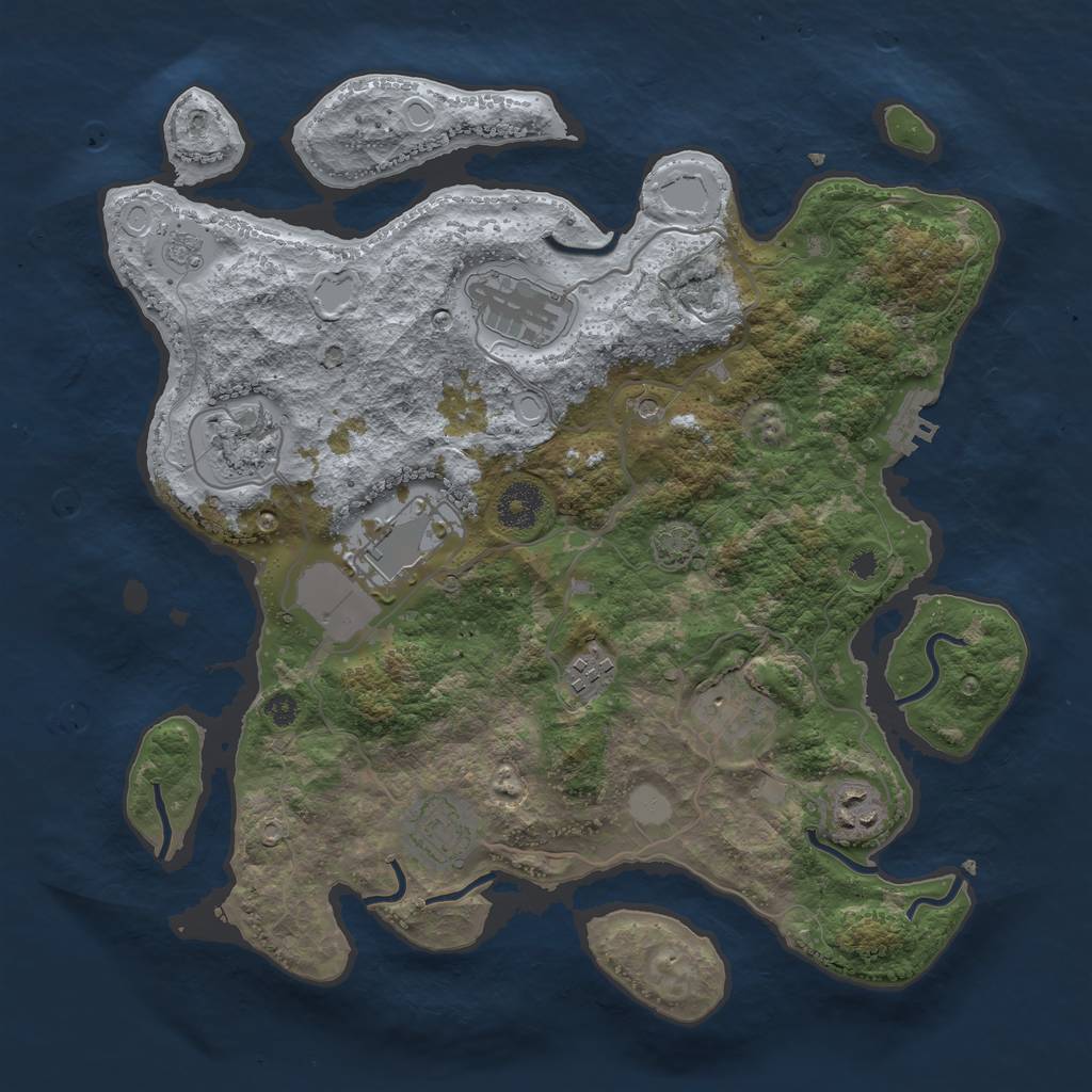 Rust Map: Procedural Map, Size: 3500, Seed: 444713110, 14 Monuments