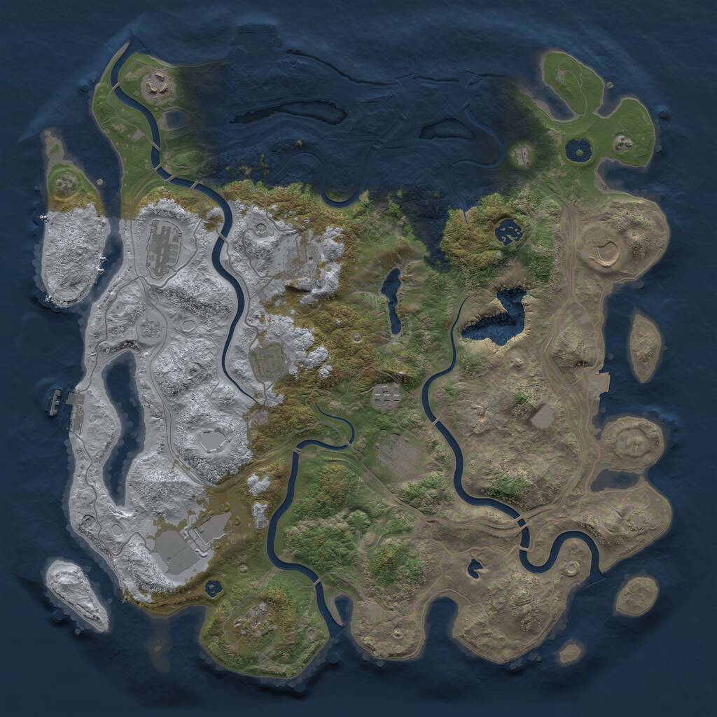 Rust Map: Procedural Map, Size: 4250, Seed: 606800380, 16 Monuments