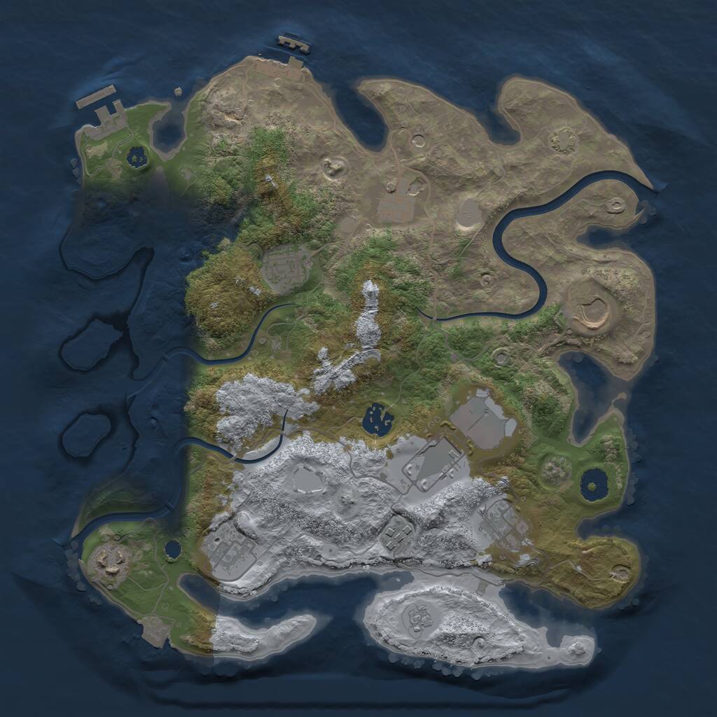 Rust Map: Procedural Map, Size: 3500, Seed: 416879181, 15 Monuments