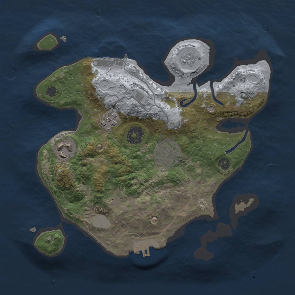 Rust Map: Procedural Map, Size: 2500, Seed: 2135182987, 9 Monuments
