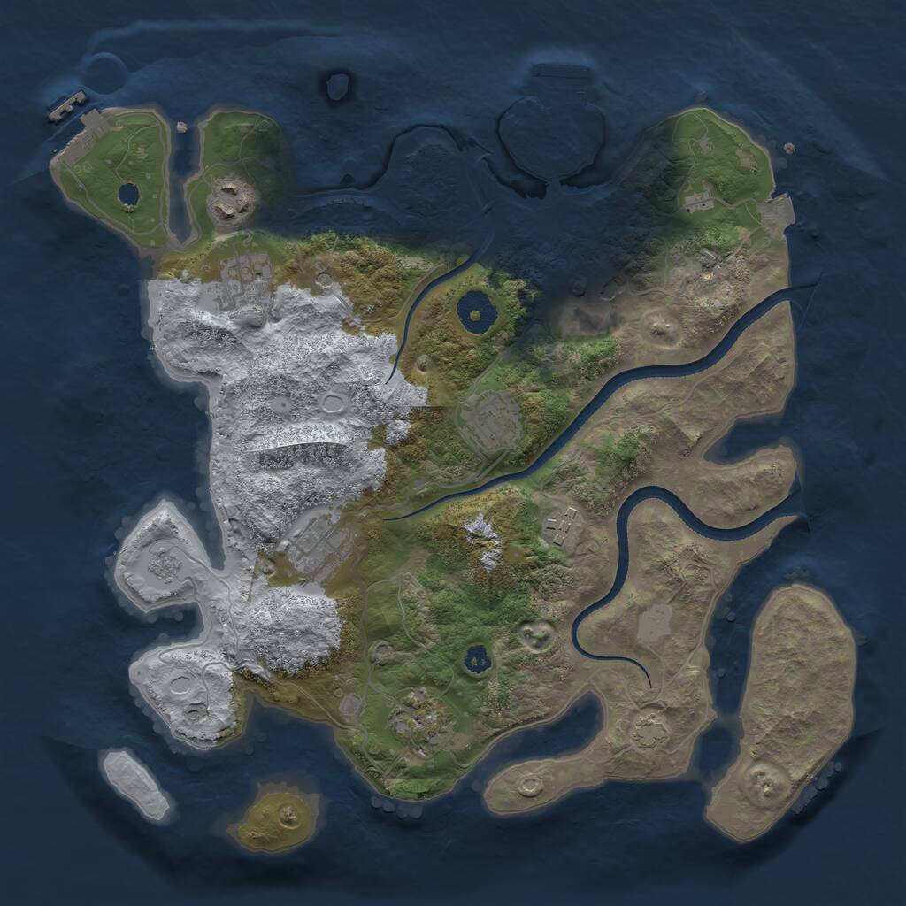 Rust Map: Procedural Map, Size: 3366, Seed: 3483, 13 Monuments