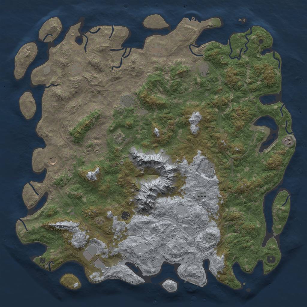 Rust Map: Procedural Map, Size: 5500, Seed: 298625, 18 Monuments