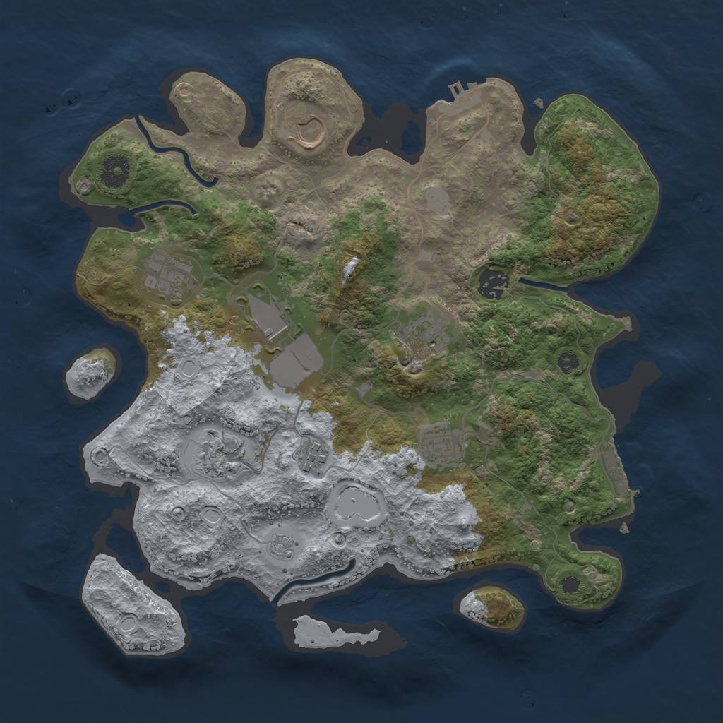 Rust Map: Procedural Map, Size: 3500, Seed: 498095777, 14 Monuments