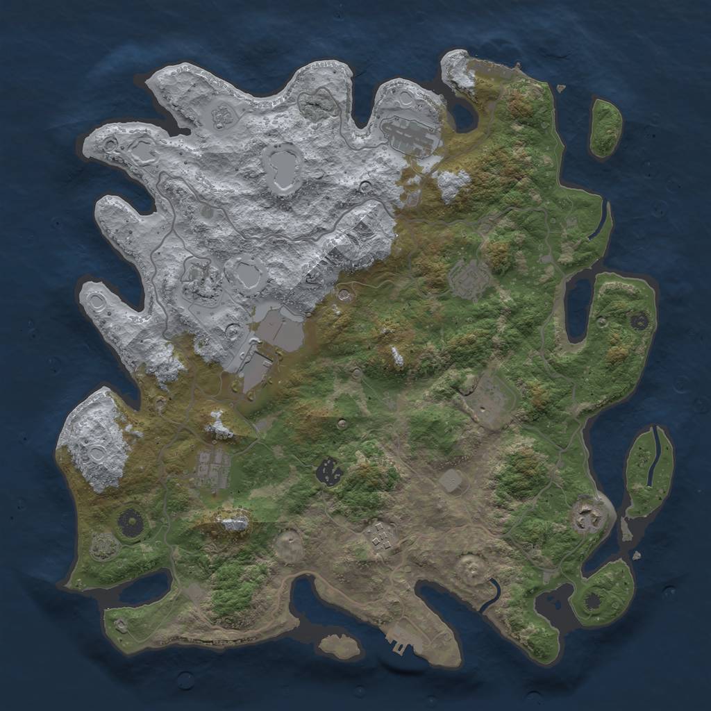 Rust Map: Procedural Map, Size: 4000, Seed: 64527, 17 Monuments