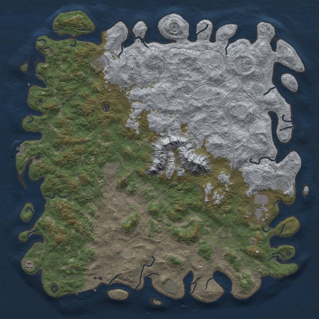 Rust Map: Procedural Map, Size: 6000, Seed: 544431167, 18 Monuments