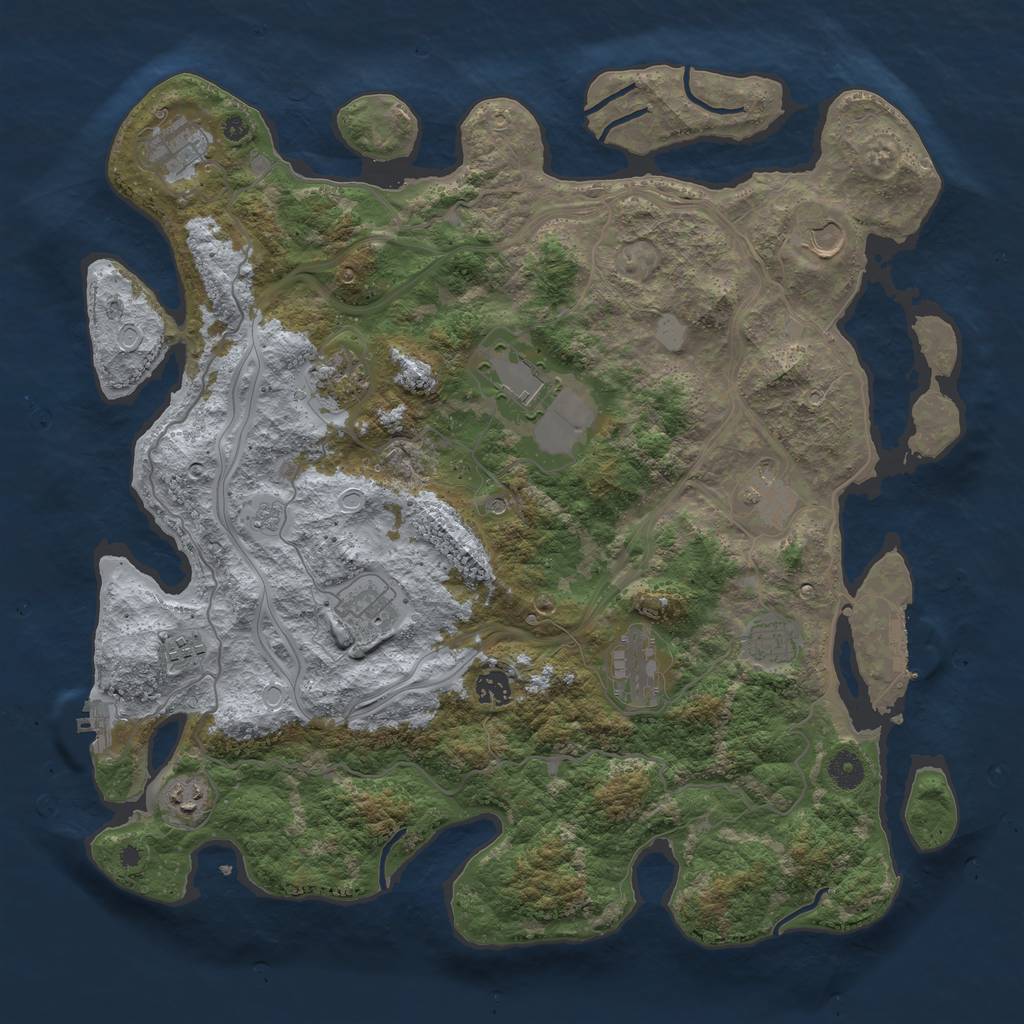 Rust Map: Procedural Map, Size: 4250, Seed: 888346189, 18 Monuments