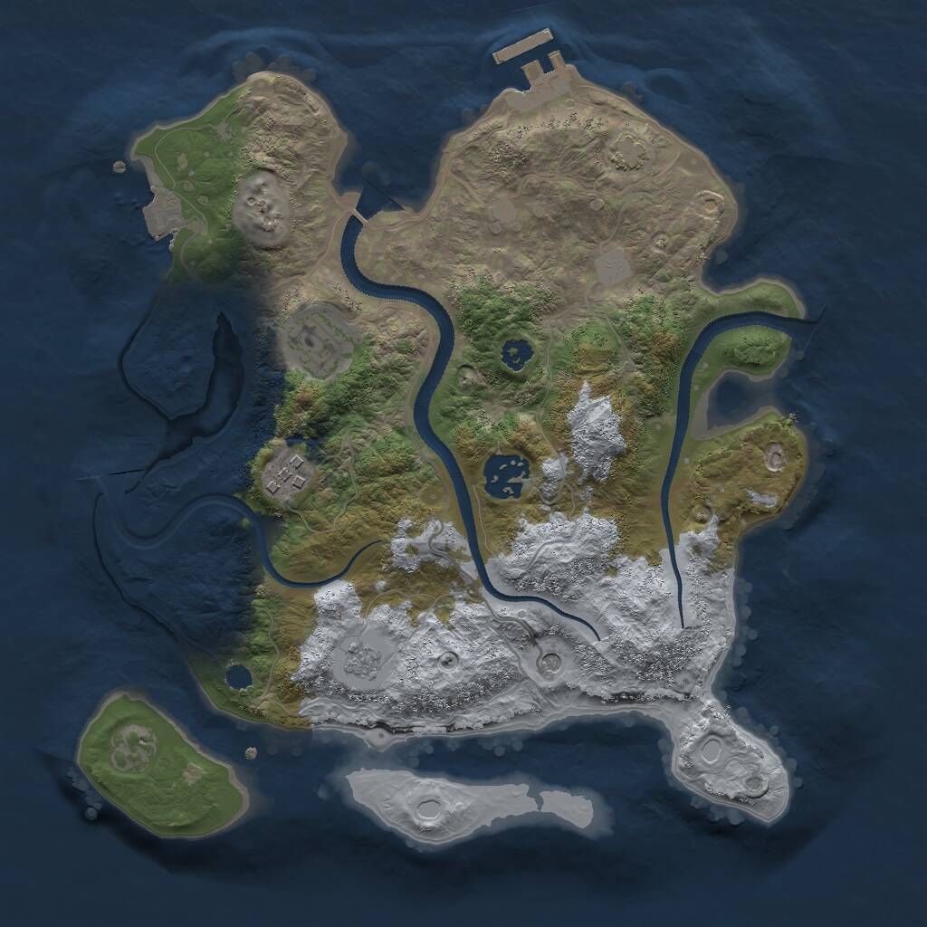 Rust Map: Procedural Map, Size: 3000, Seed: 1933529393, 8 Monuments