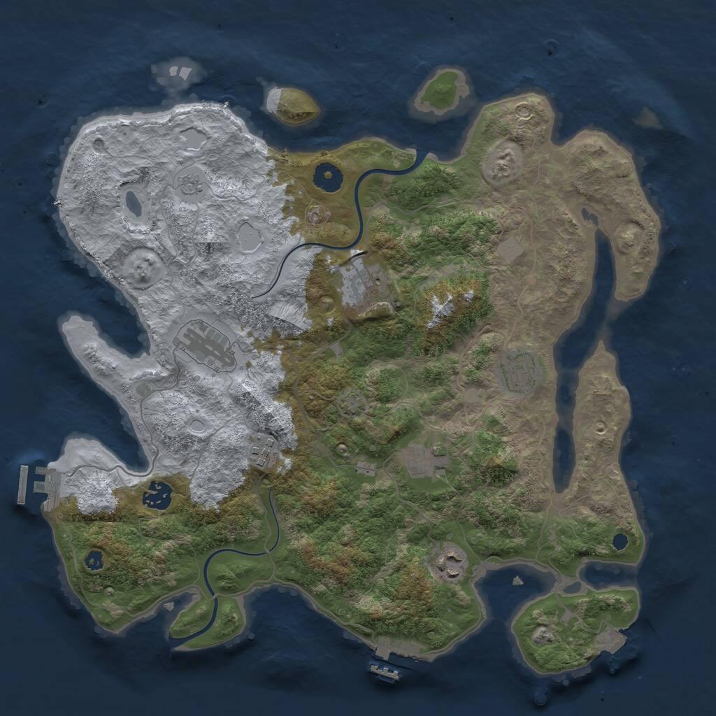 Rust Map: Procedural Map, Size: 3700, Seed: 450038800, 12 Monuments
