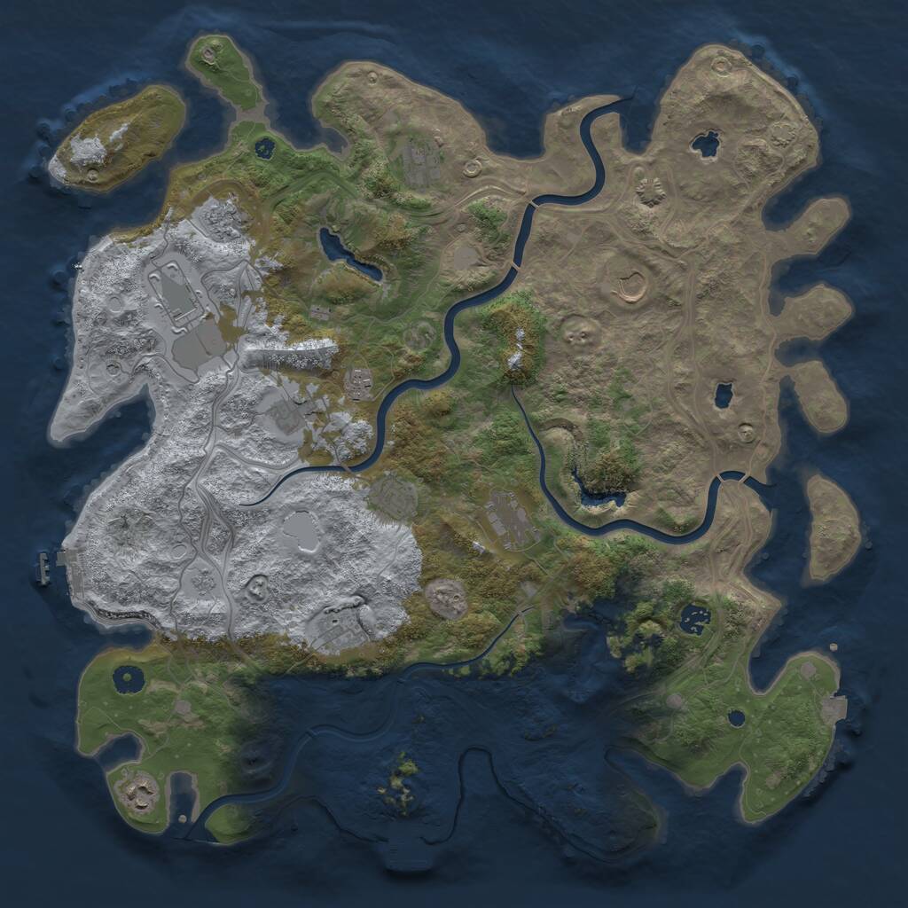Rust Map: Procedural Map, Size: 4500, Seed: 20230402, 17 Monuments