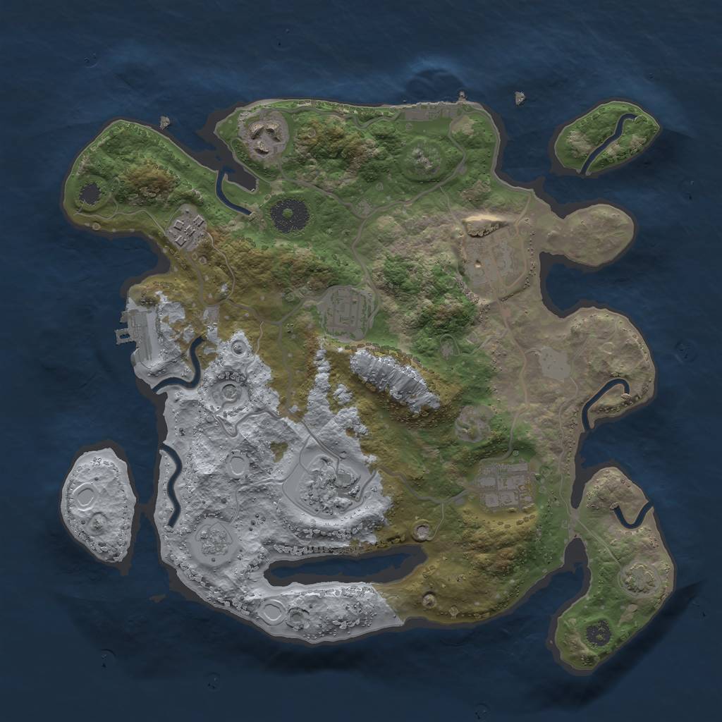 Rust Map: Procedural Map, Size: 3000, Seed: 27398, 14 Monuments