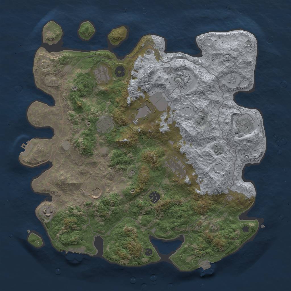 Rust Map: Procedural Map, Size: 4000, Seed: 55357160, 18 Monuments