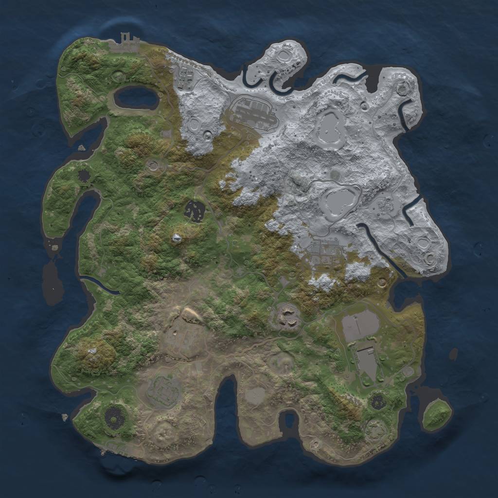 Rust Map: Procedural Map, Size: 3500, Seed: 85402826, 16 Monuments