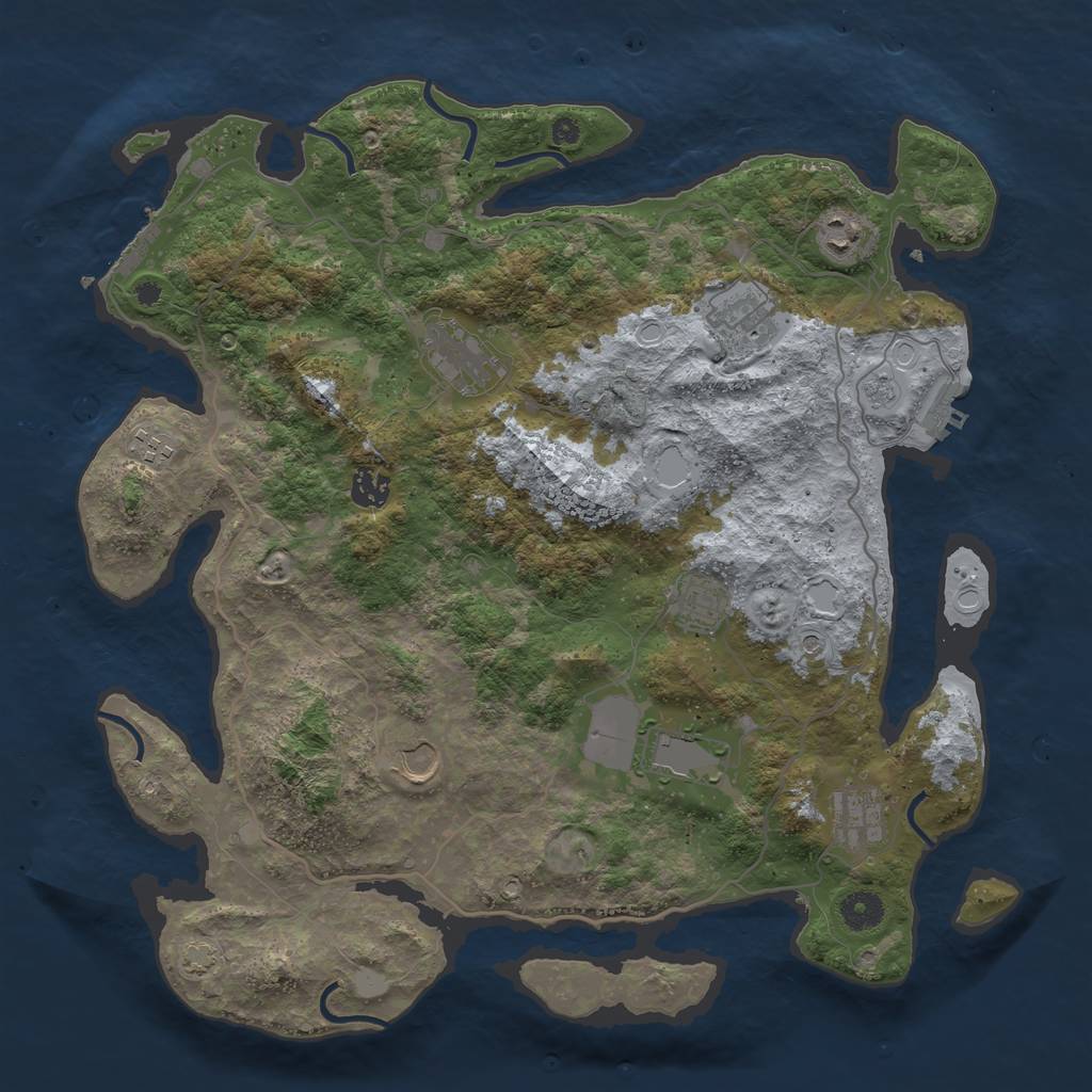 Rust Map: Procedural Map, Size: 4000, Seed: 5145221, 17 Monuments