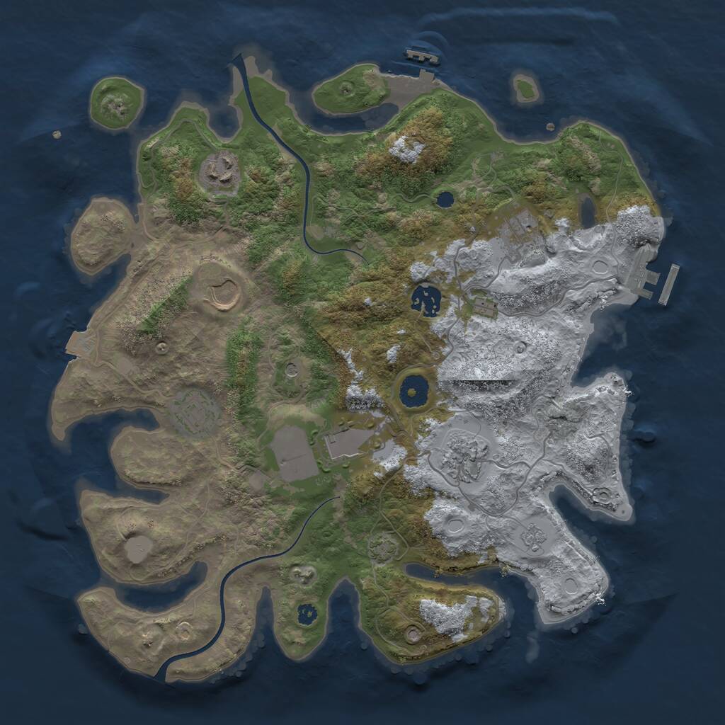 Rust Map: Procedural Map, Size: 3500, Seed: 760726435, 13 Monuments