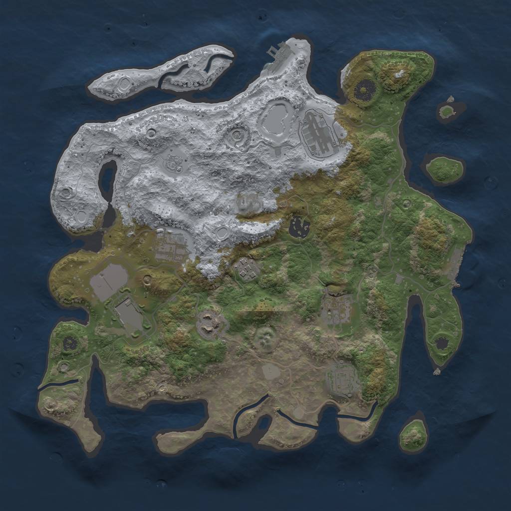 Rust Map: Procedural Map, Size: 3500, Seed: 841948740, 15 Monuments
