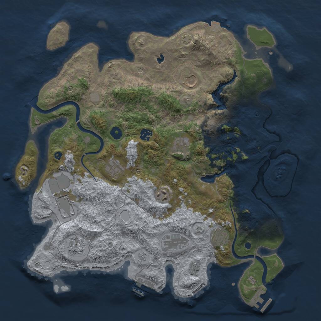 Rust Map: Procedural Map, Size: 4000, Seed: 1368542355, 16 Monuments