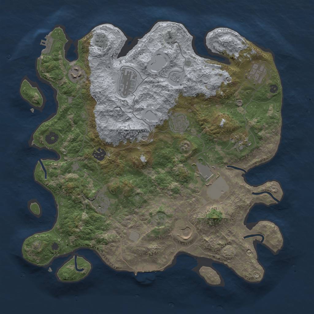 Rust Map: Procedural Map, Size: 3750, Seed: 29076590, 18 Monuments