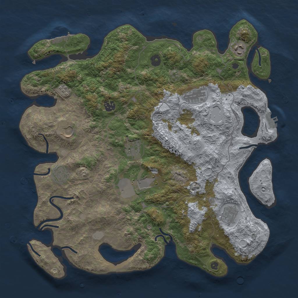 Rust Map: Procedural Map, Size: 4000, Seed: 459417758, 16 Monuments