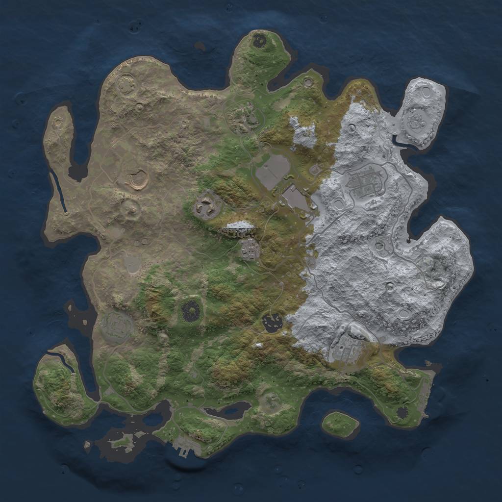 Rust Map: Procedural Map, Size: 3750, Seed: 318833, 17 Monuments