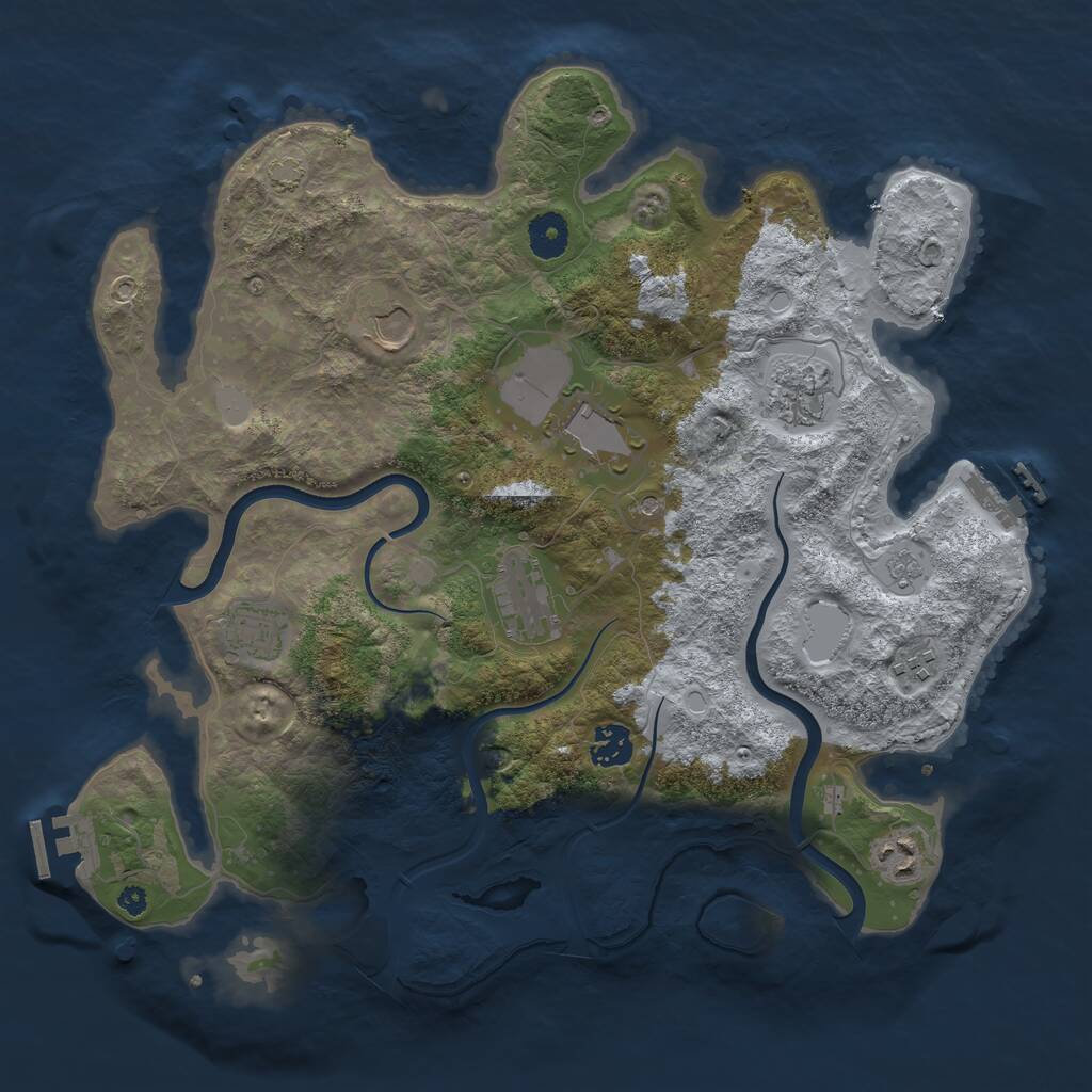 Rust Map: Procedural Map, Size: 3750, Seed: 318833, 14 Monuments
