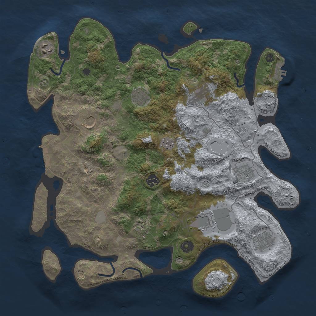 Rust Map: Procedural Map, Size: 3750, Seed: 70313491, 17 Monuments
