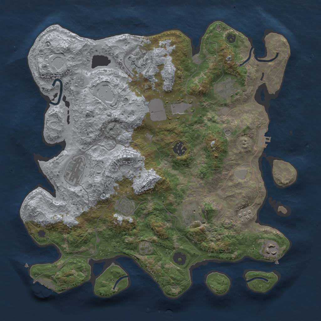Rust Map: Procedural Map, Size: 3700, Seed: 82641, 16 Monuments