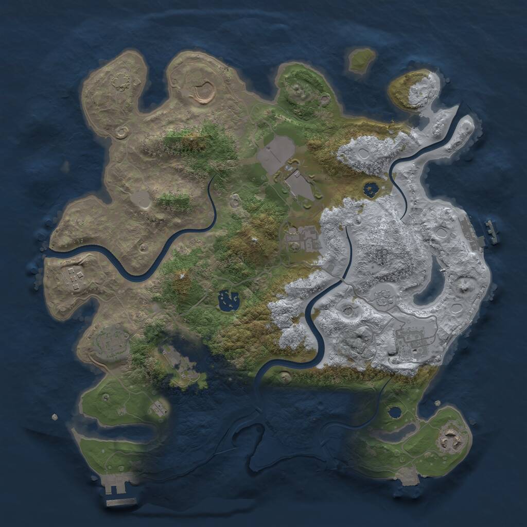 Rust Map: Procedural Map, Size: 3550, Seed: 788836, 15 Monuments