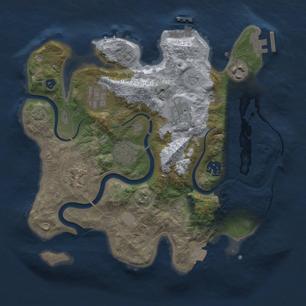 Rust Map: Procedural Map, Size: 3000, Seed: 1923, 13 Monuments