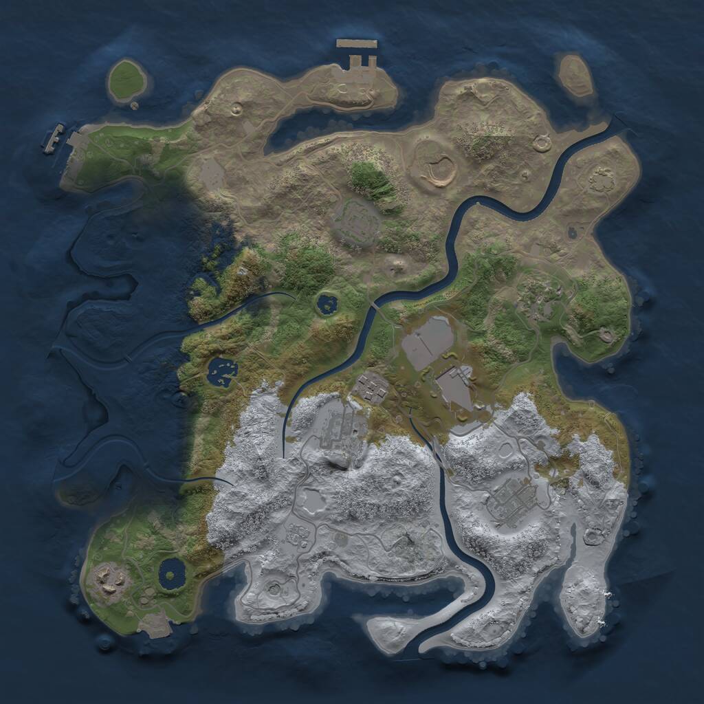 Rust Map: Procedural Map, Size: 3500, Seed: 1218994347, 15 Monuments