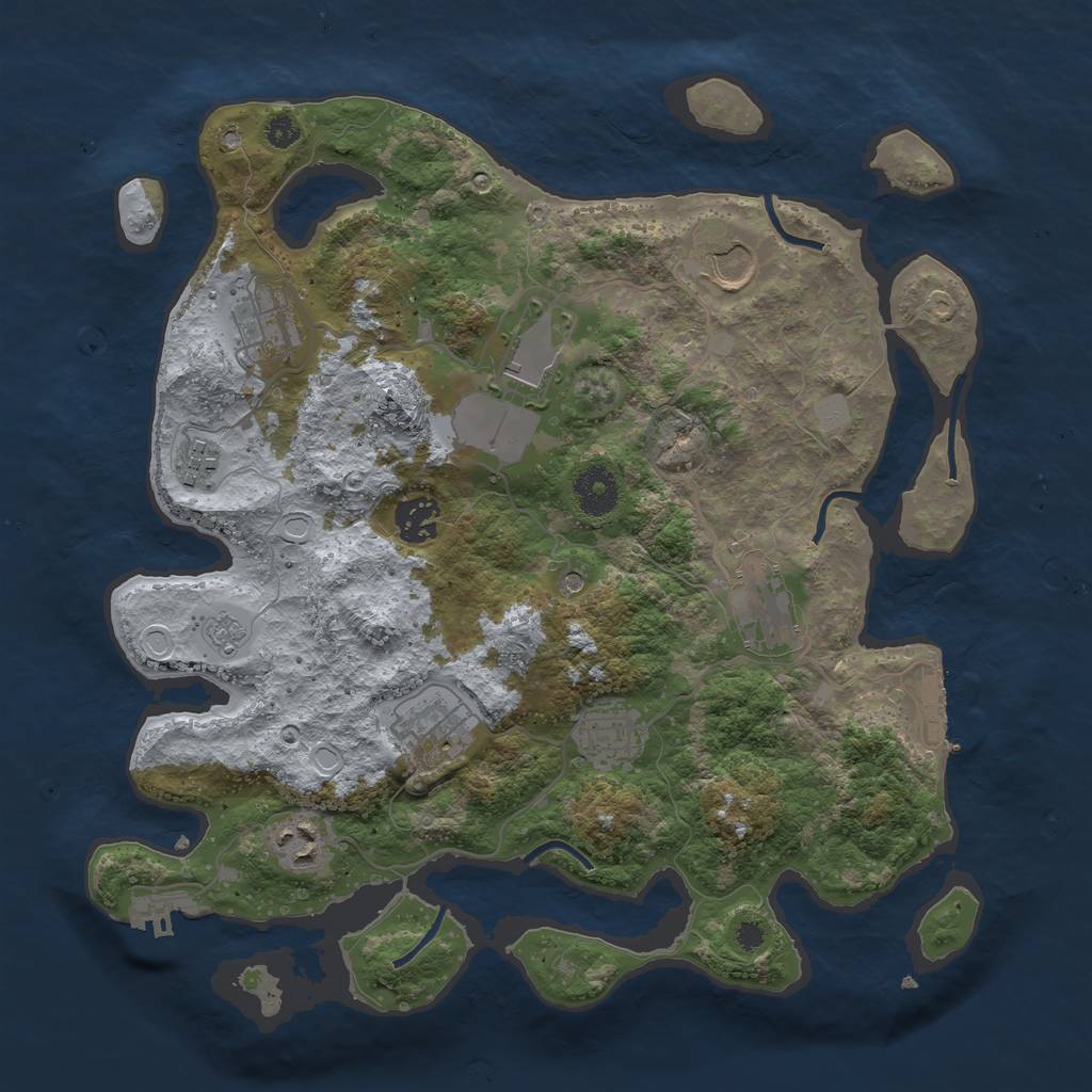 Rust Map: Procedural Map, Size: 3500, Seed: 346280382, 16 Monuments