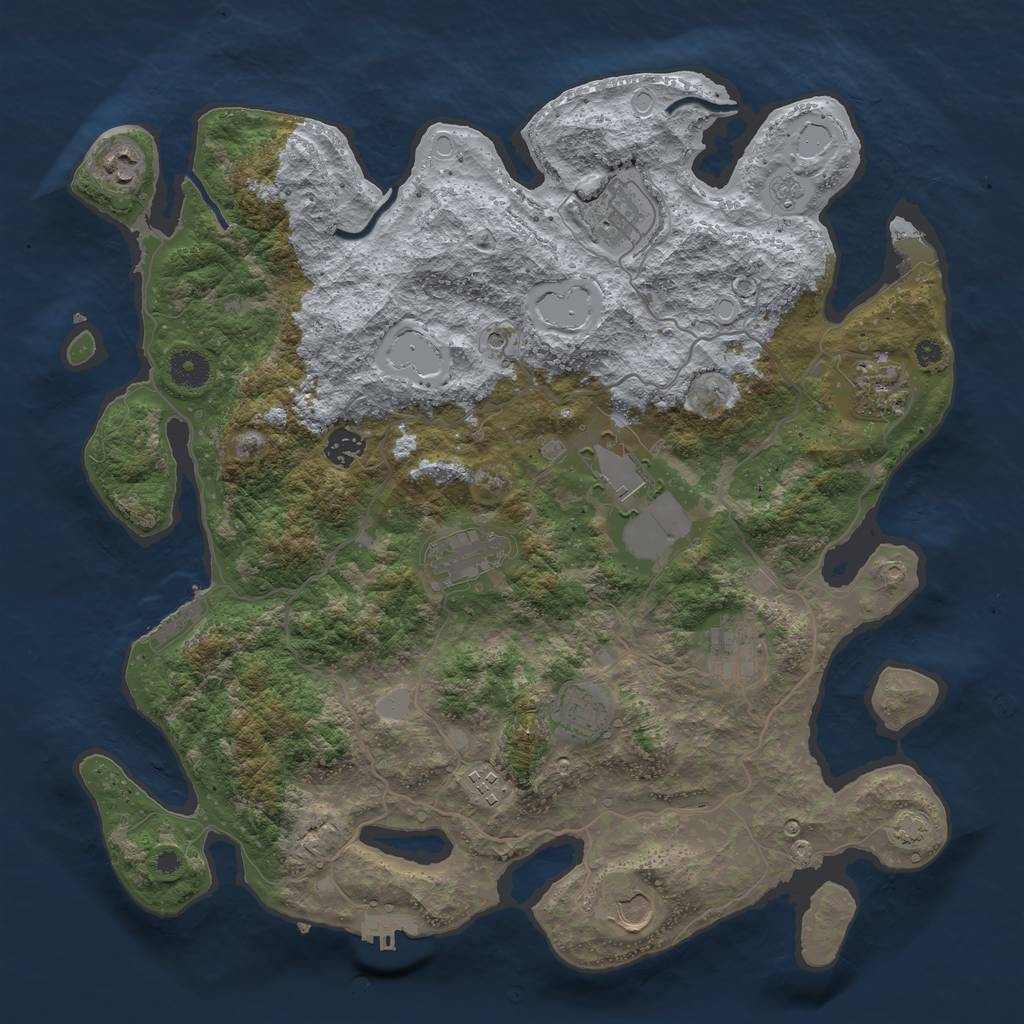Rust Map: Procedural Map, Size: 4000, Seed: 123567, 18 Monuments