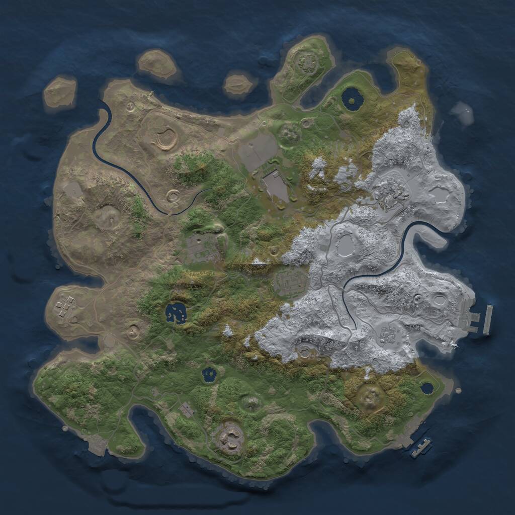 Rust Map: Procedural Map, Size: 3500, Seed: 122221568, 14 Monuments