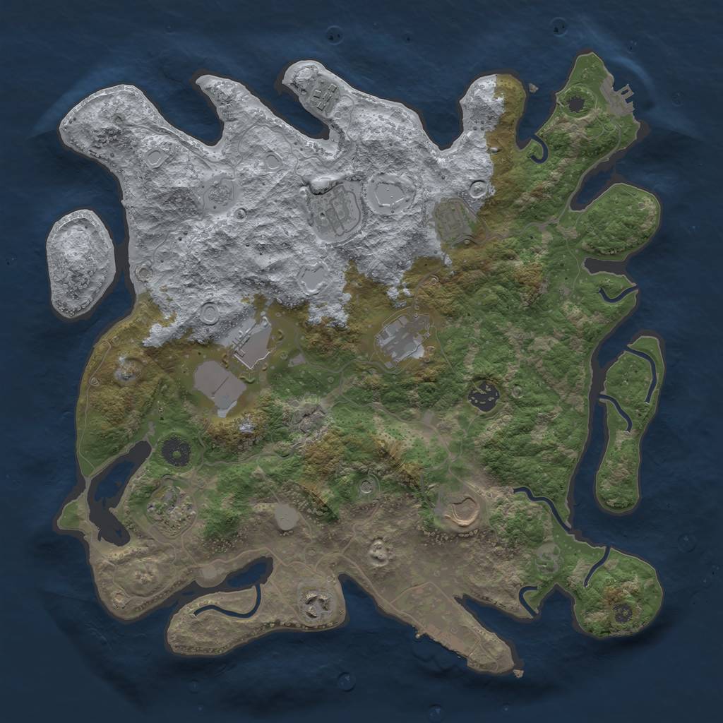 Rust Map: Procedural Map, Size: 3750, Seed: 17989403, 16 Monuments