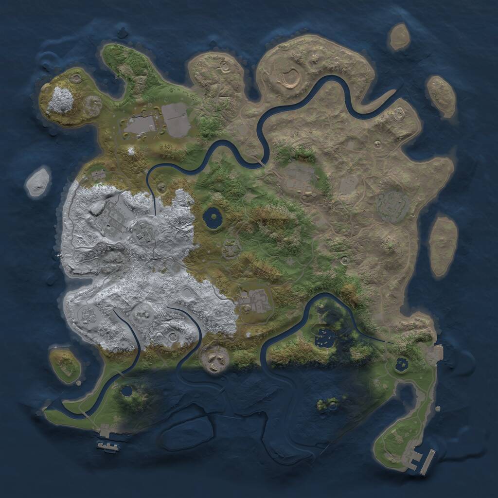 Rust Map: Procedural Map, Size: 3750, Seed: 43620633, 15 Monuments