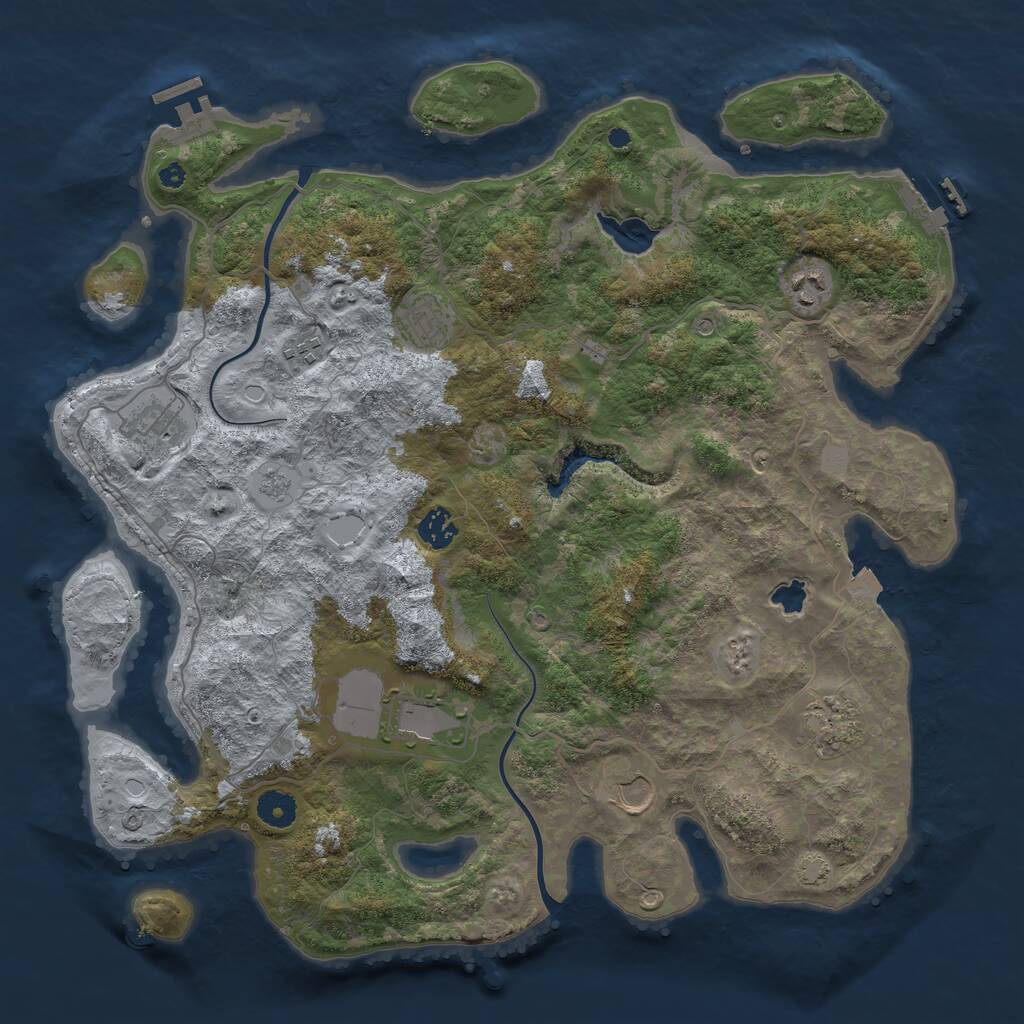 Rust Map: Procedural Map, Size: 4000, Seed: 9734, 14 Monuments