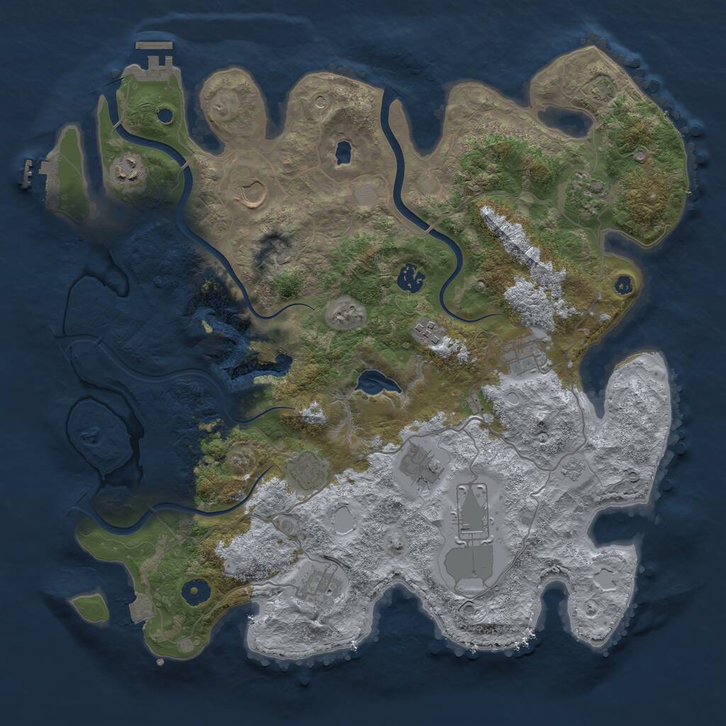 Rust Map: Procedural Map, Size: 4000, Seed: 9703, 16 Monuments