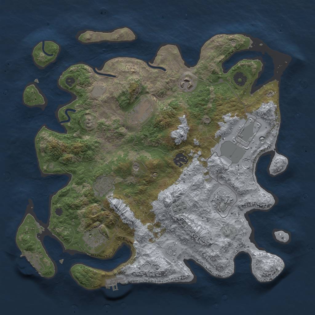 Rust Map: Procedural Map, Size: 3500, Seed: 444267746, 15 Monuments