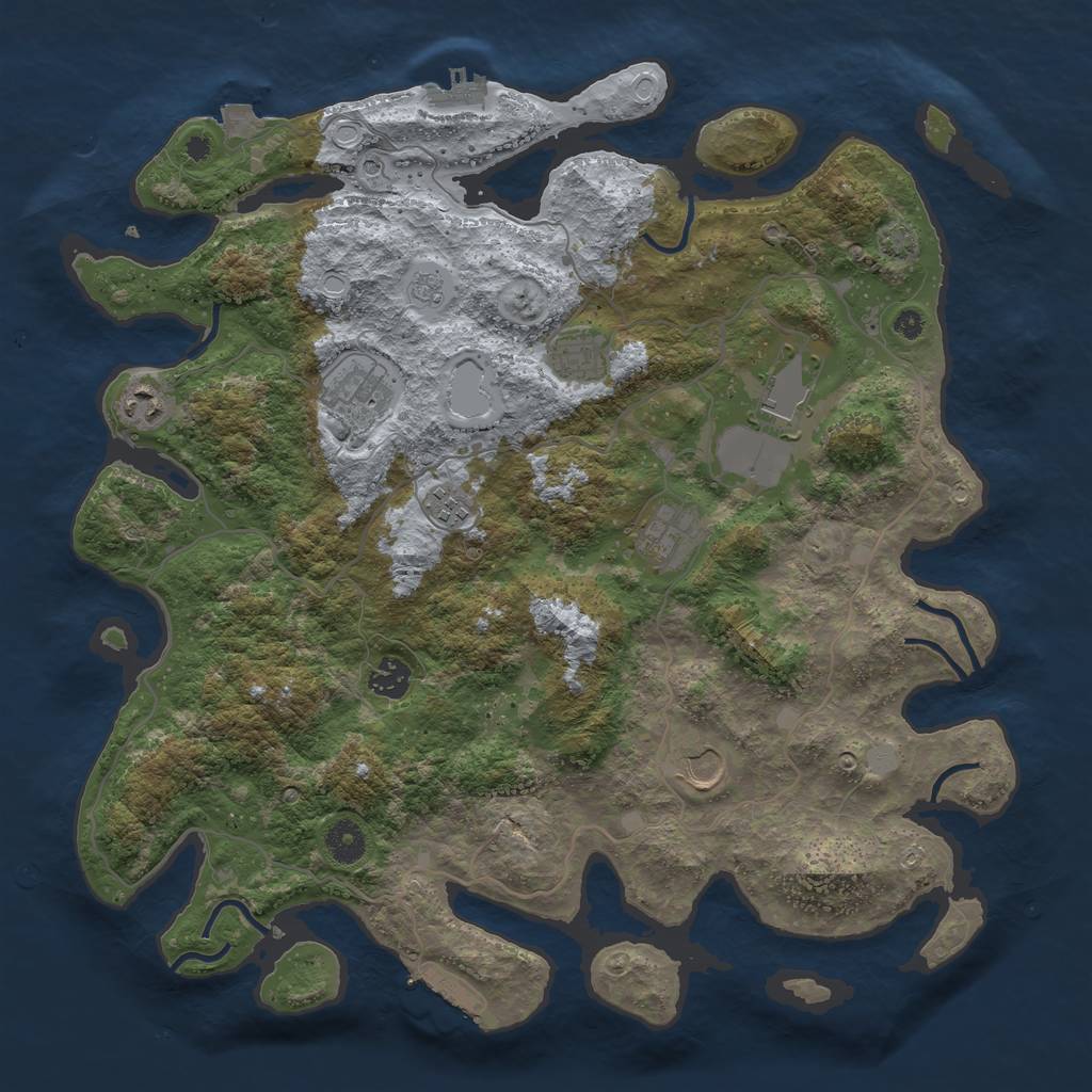 Rust Map: Procedural Map, Size: 4000, Seed: 7034, 16 Monuments