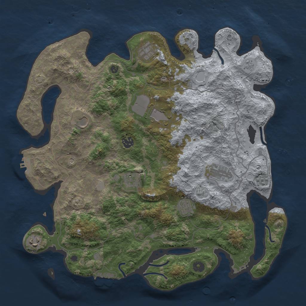 Rust Map: Procedural Map, Size: 4000, Seed: 8128, 17 Monuments